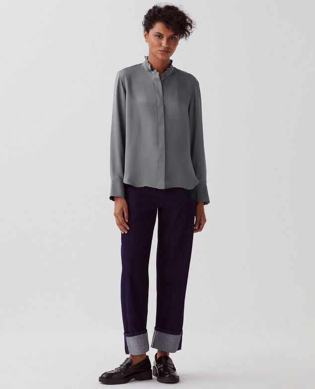 Camisa fluida con volantes U060 grey