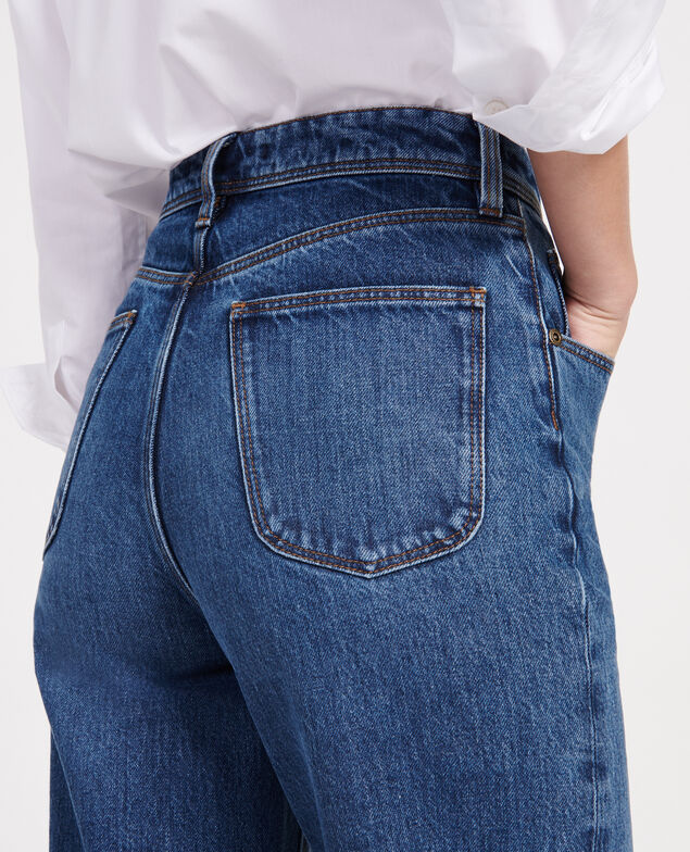 Jeans talle alto y corte recto Denim medium wash