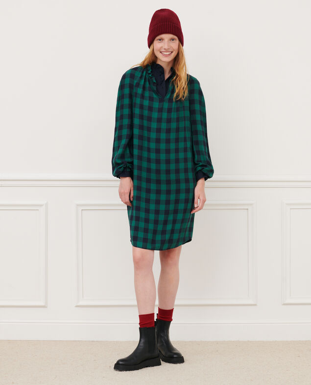 Vestido camisero de cuadros 8866 55 green check