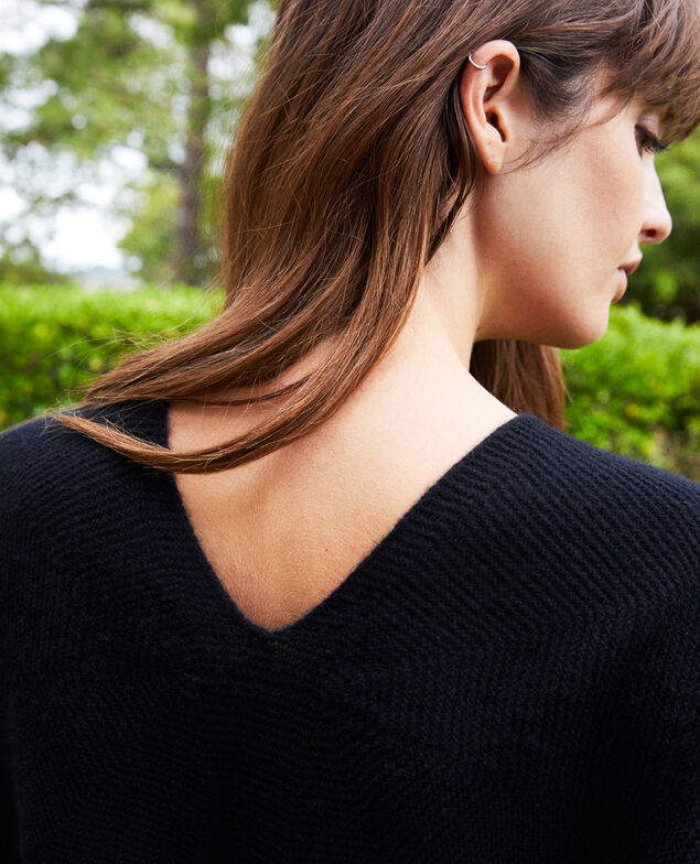 Jersey con cuello de pico de 100% cachemir Noir