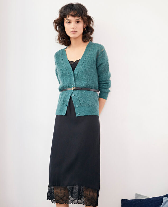 Vestido estilo salto de cama con encaje Noir