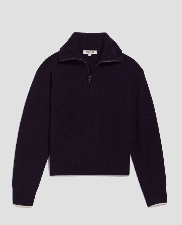 Jersey de lana con cuello de cremallera U690 navy
