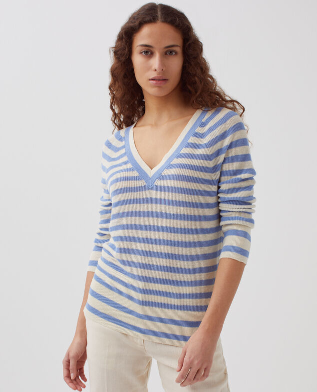 Jersey de lino con cuello de pico H601 thin savoie