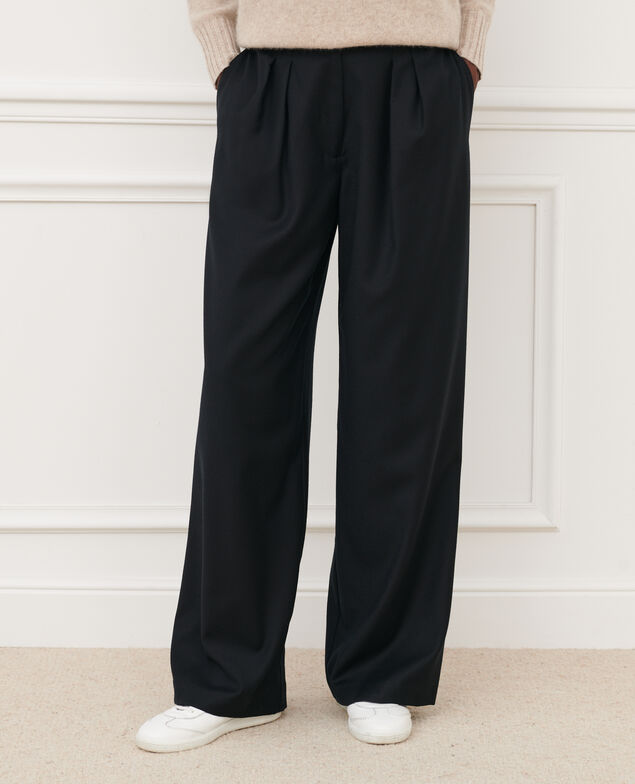 YVONNE - Pantalón ancho de lana cachemir 4216 black_beauty