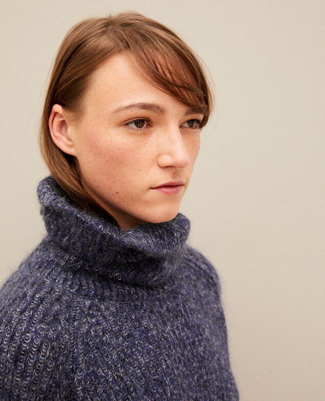 Jersey cuello vuelto con mohair Medieval blue/noir/off white