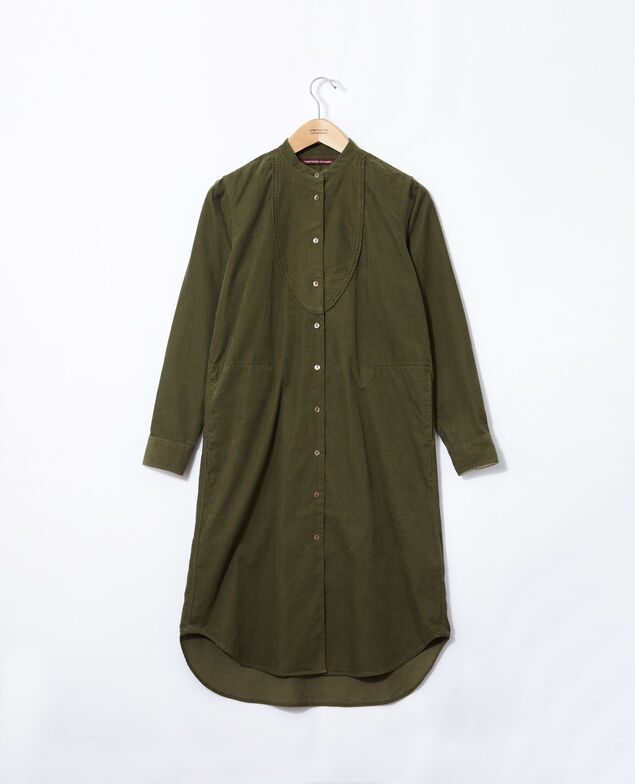 Vestido de terciopelo con cuello mao Verde