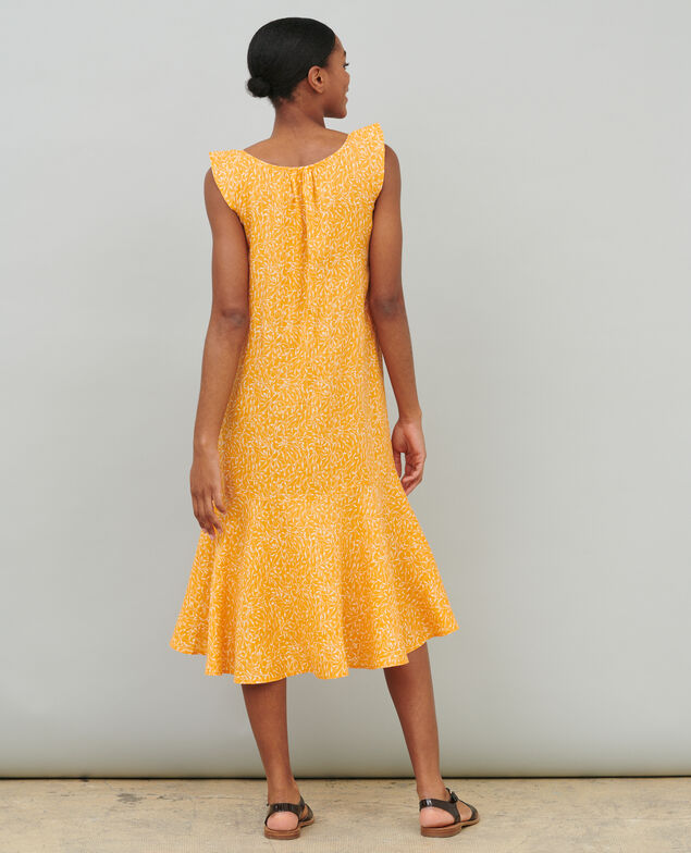 Vestido evasé de lino 91 print orange