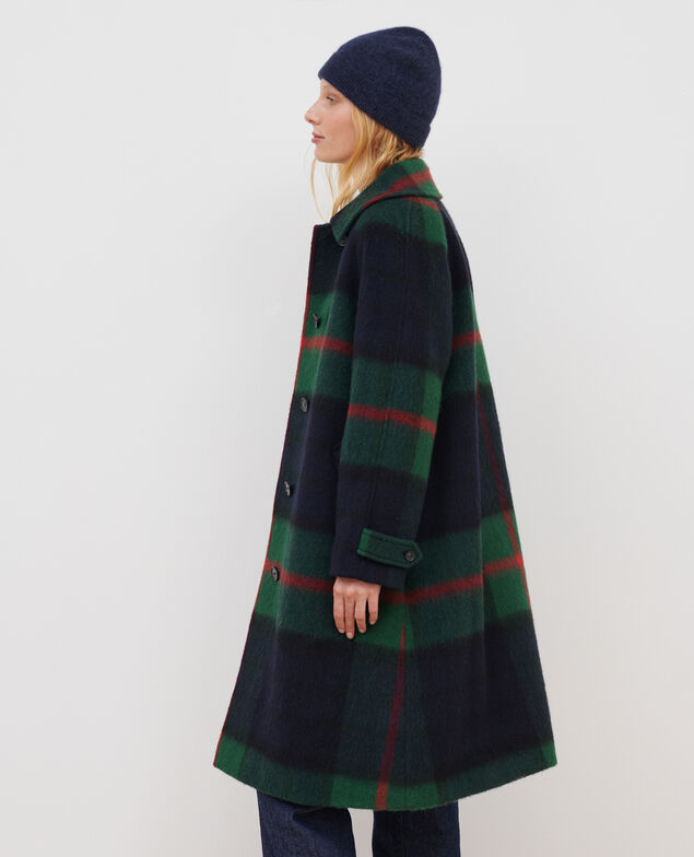Abrigo largo de lana mezclada A551 green check