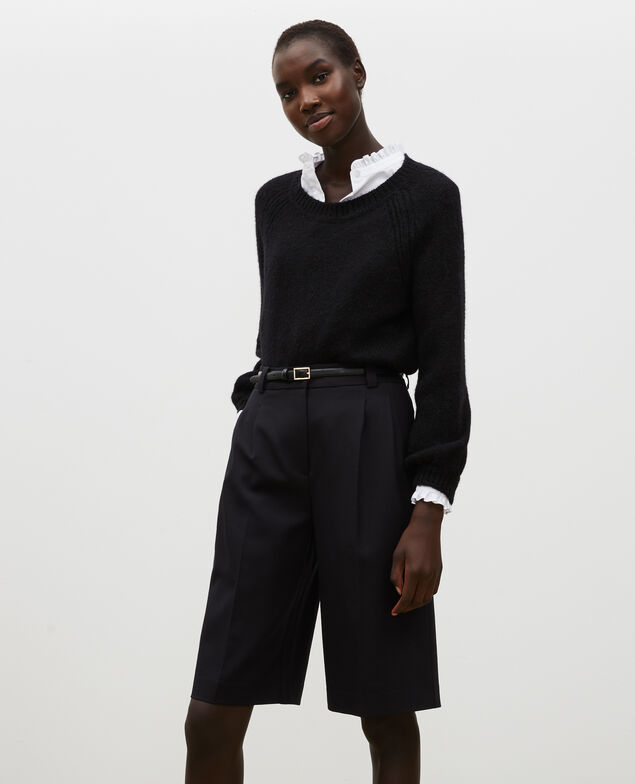 Jersey ancho de lana con escote de barco Black beauty