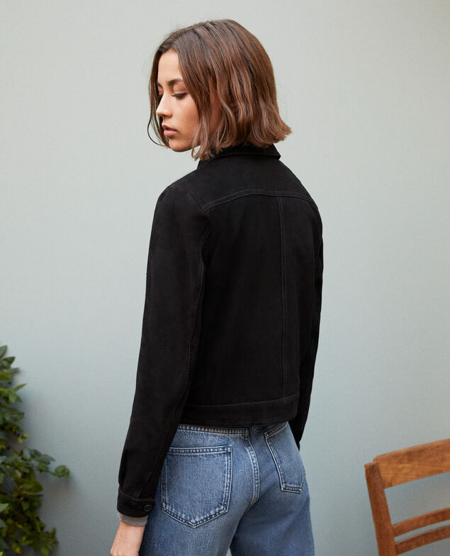 Chaqueta corta de ante Noir
