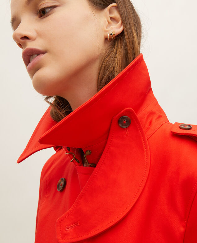 CATHERINE - Trench icónico de algodón Fiery red