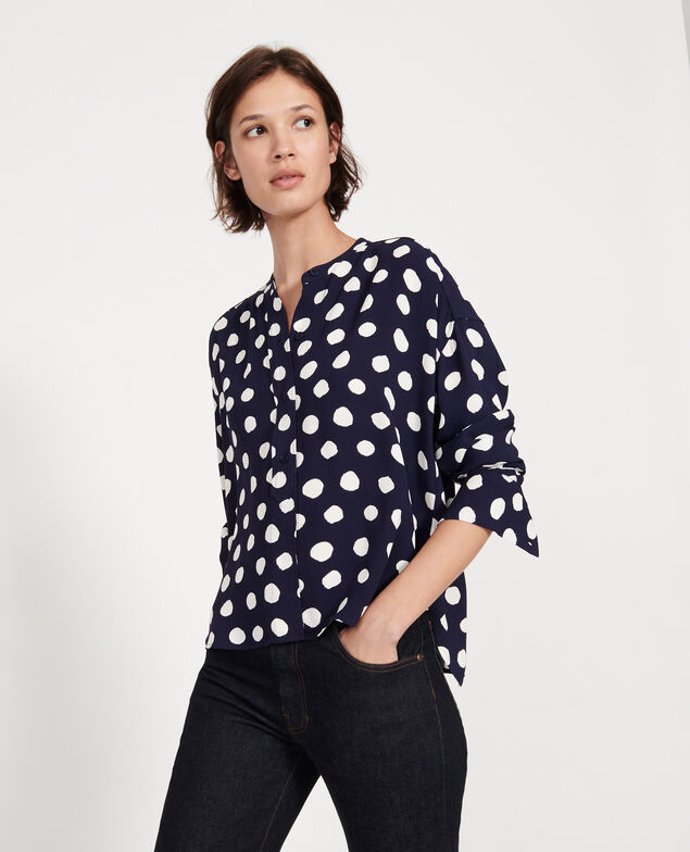 Blusa de corte recto Dots maritime blue