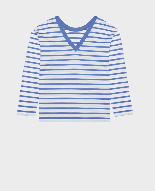 Camiseta de algodón egipcio Stripes optical white amparo blue