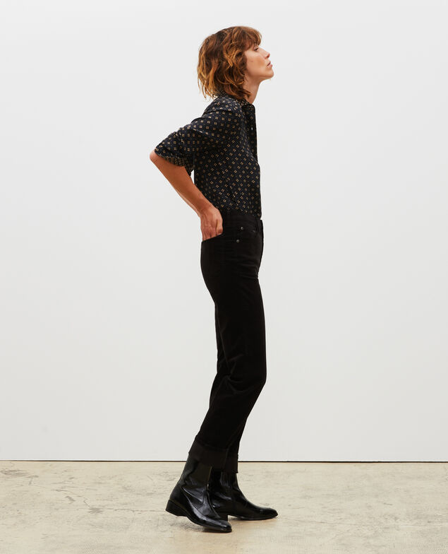 SLIM STRAIGHT - Jeans rectos de terciopelo liso 5 bolsillos Black beauty