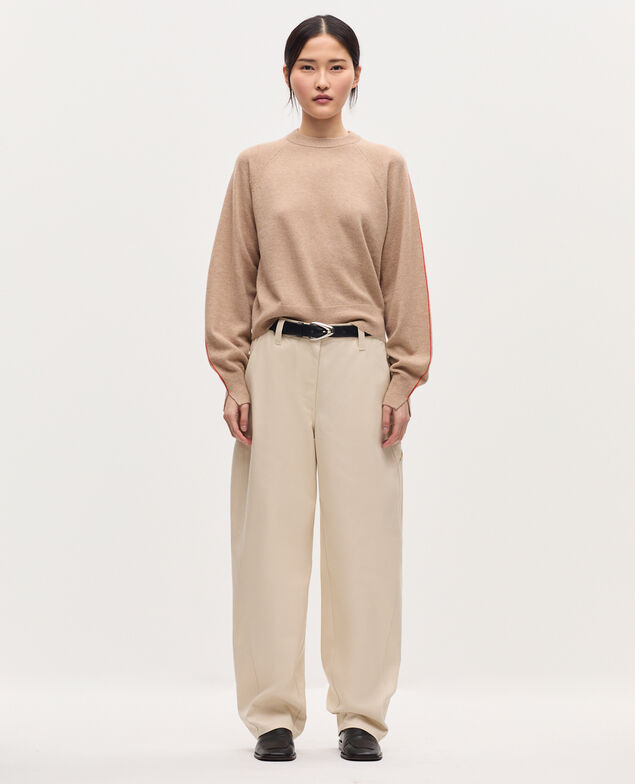 Jersey con cuello redondo de cachemir K321 tan st pumpkin