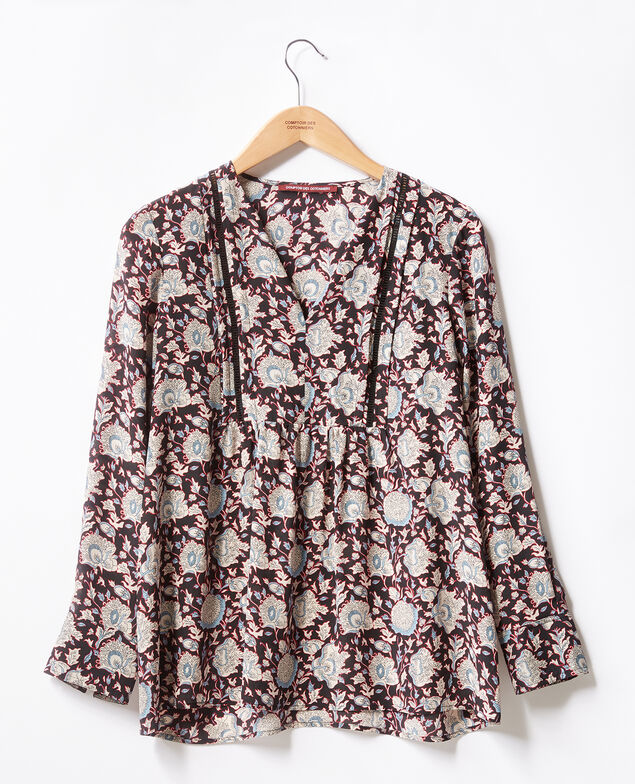 Blusa de seda estampada Darjeeling black