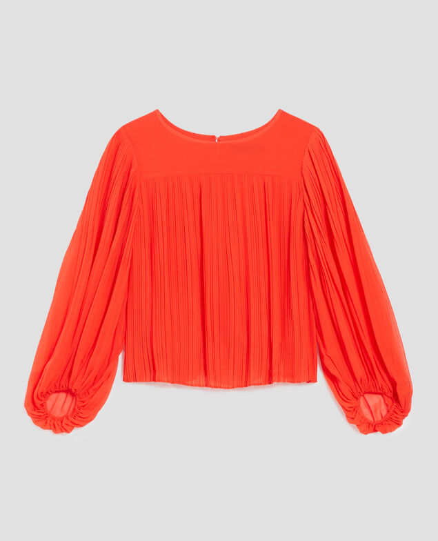 Blusa fluida plisada I250 cherry tomato