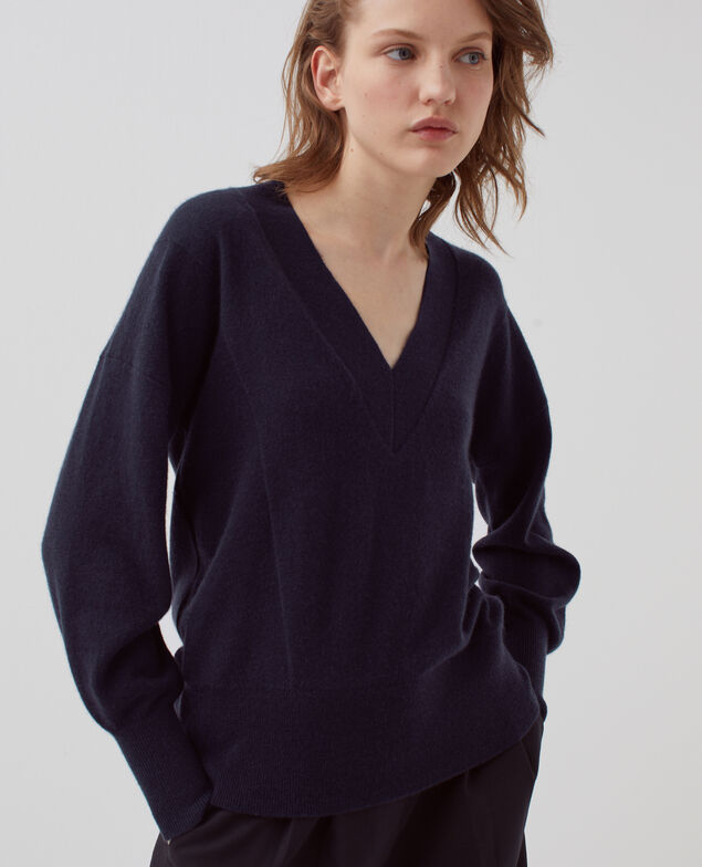 Jersey con cuello de pico de cachemir H695 night sky