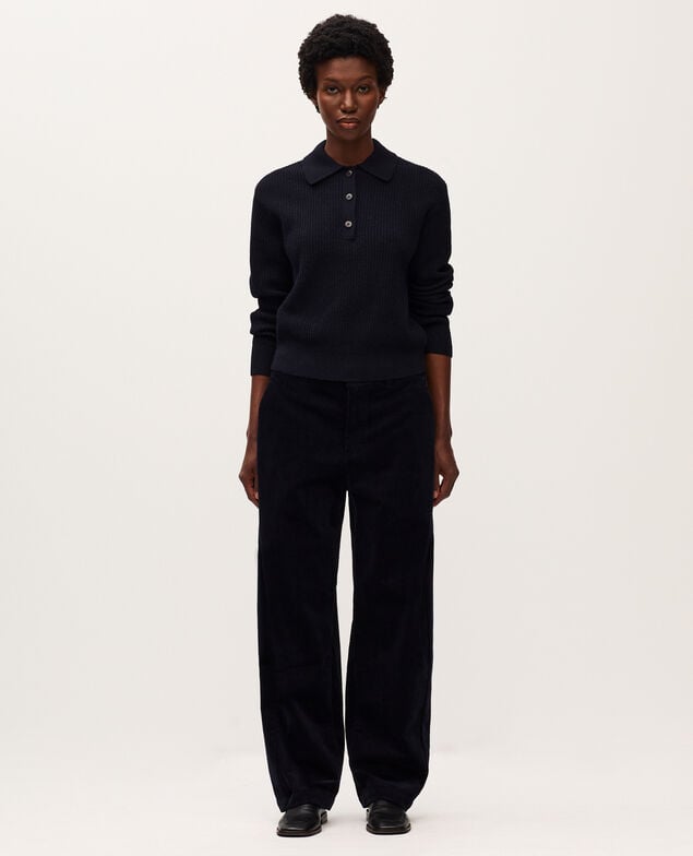 Pantalón barrel de pana U690 navy