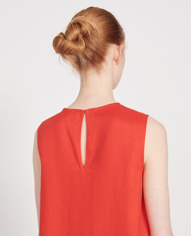 Vestido 100 % de lino Fiery red