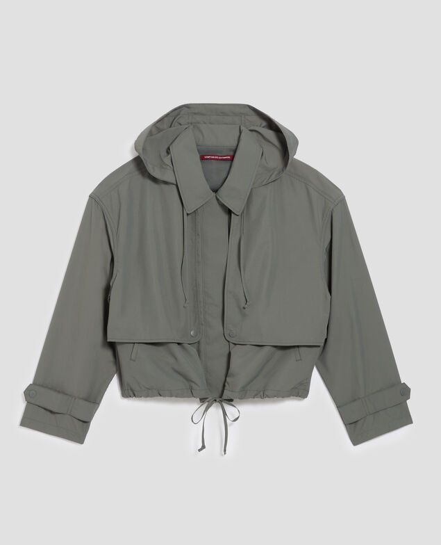 Cazadora corta con capucha de efecto perlante J560 basil dark green