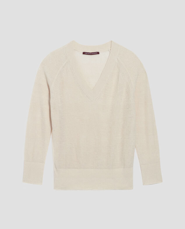 Jersey de lino con cuello de pico H303 white swan