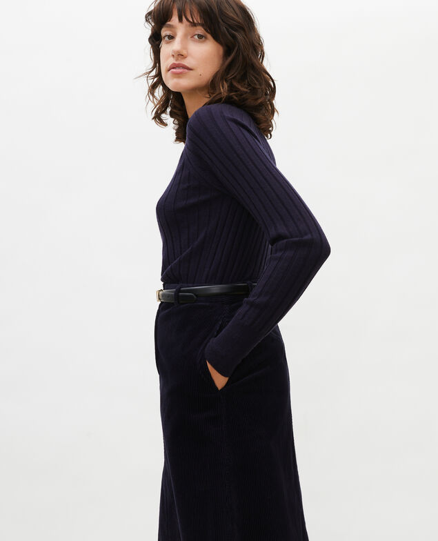  Jersey de canalé con cuello subido de lana merino Night sky