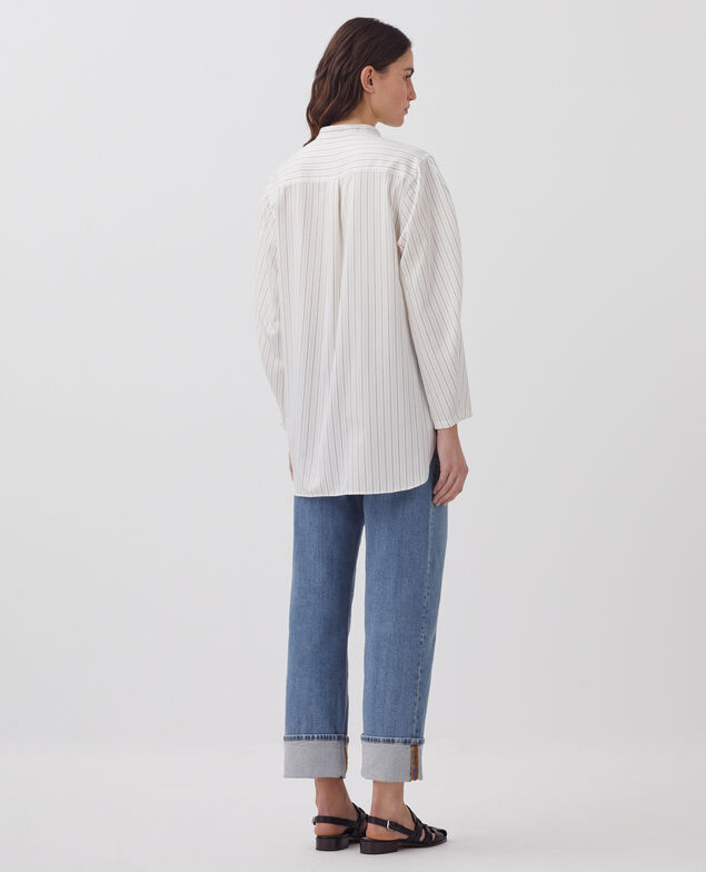 Camisa oversize de algodón satinado J011 st white kaki