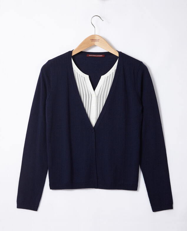 Cárdigan-blusa efecto 2 en 1 Peacoat/off white