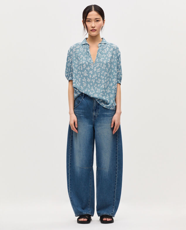 Blusa fluida de manga corta K610 daisy blue