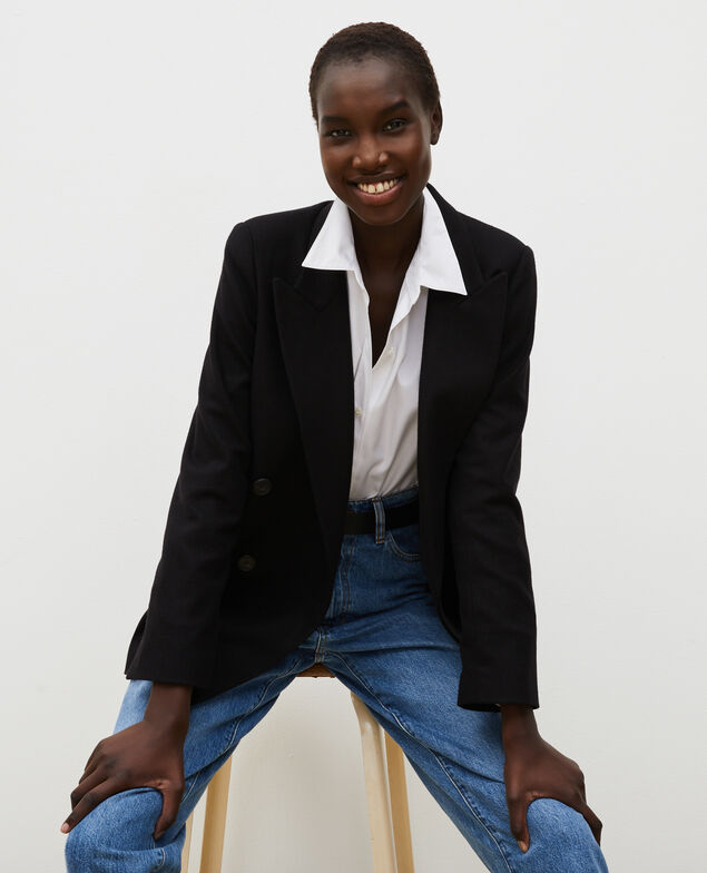 Blazer cruzado de lana Black beauty