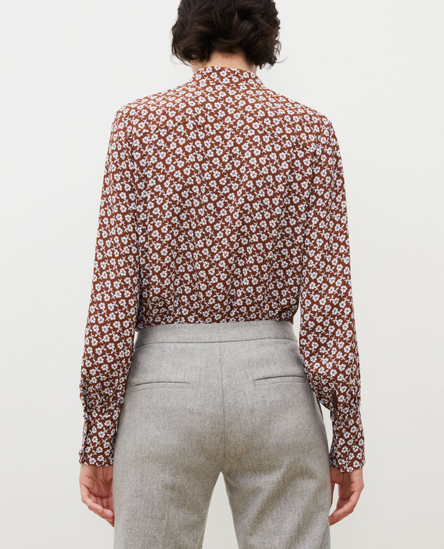  Blusa con manga larga y estampado floral Print fleurettes tortoise shell