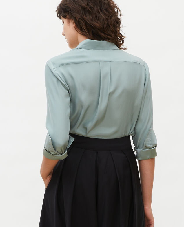  Camisa masculina de seda con manga larga Chinois green