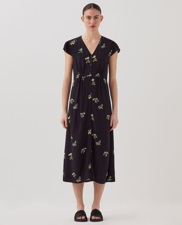 LUDIVINE - Vestido largo fluido J091 fl bouquet black
