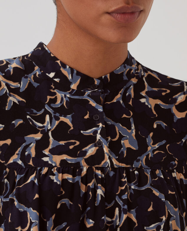 Vestido corto fluido I686 new fl ikat navy
