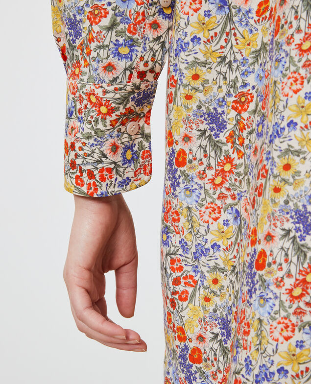 Vestido camisero de algodón y seda Prairie gardenia