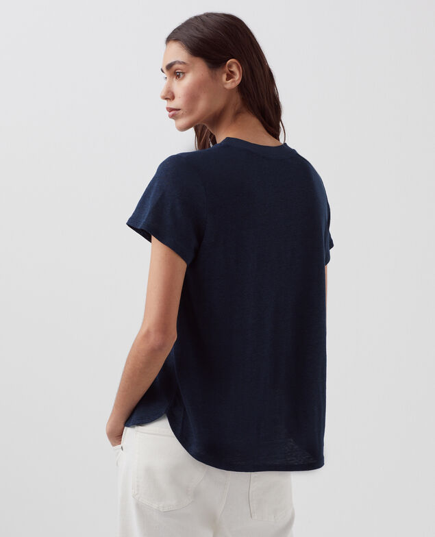 AMANDINE -  Camiseta con cuello redondo de lino H695 night sky