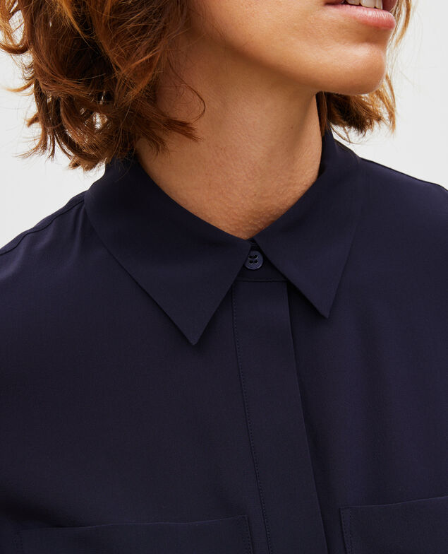 Camisa fluida de seda con manga larga Night sky