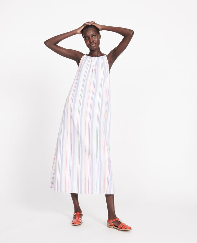 Vestido largo de algodón Stripes multico