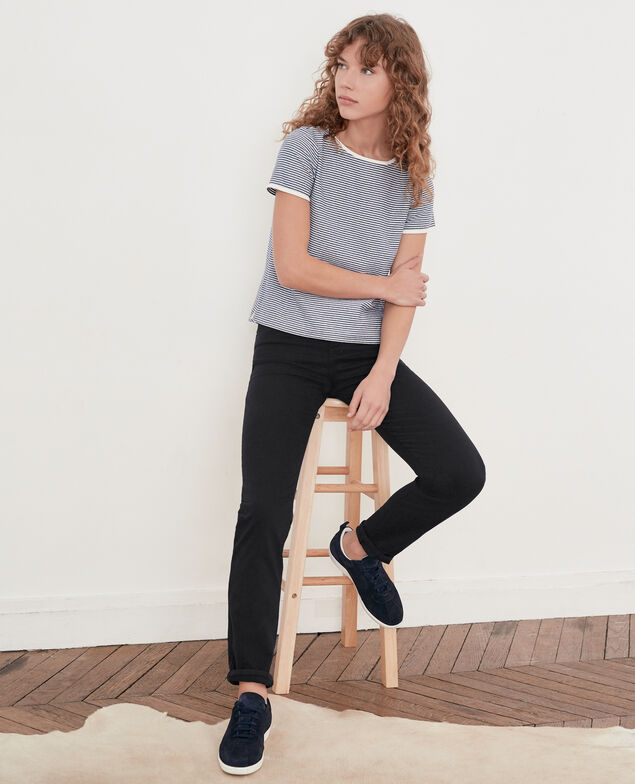 Jeans cigarette tacto piel de melocotón Navy