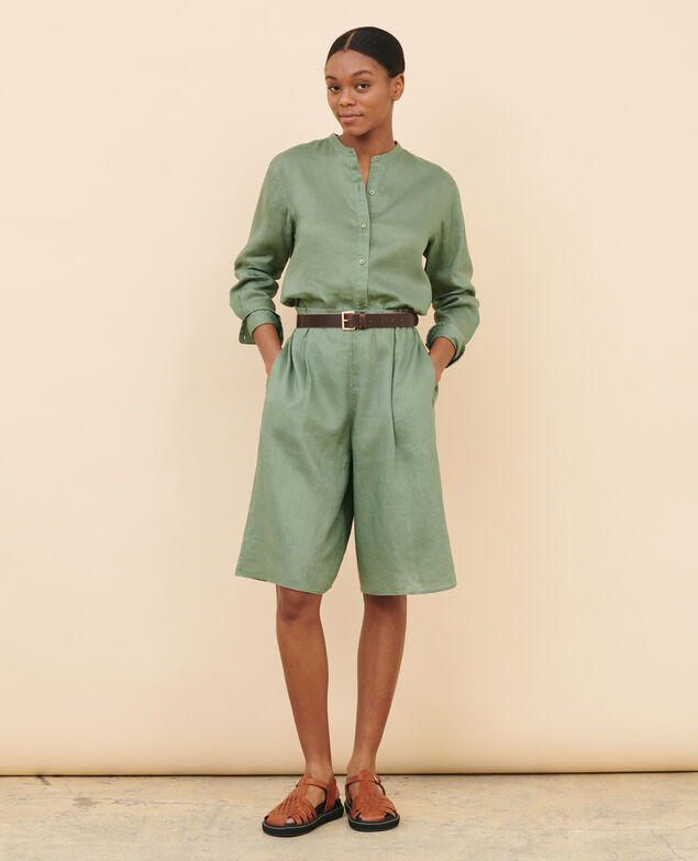 BABETH - Falda-pantalón de lino 52 green