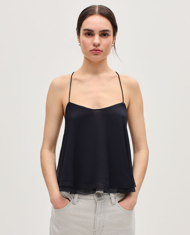 Top de muselina con tirantes cruzados K080 vulcan gray