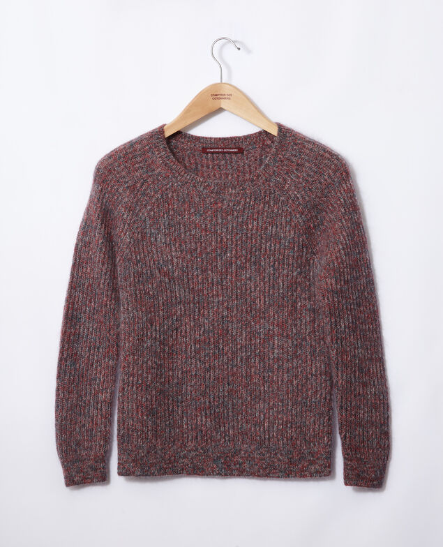 Jersey jaspeado de mohair Pompeian red/ultra green/off white