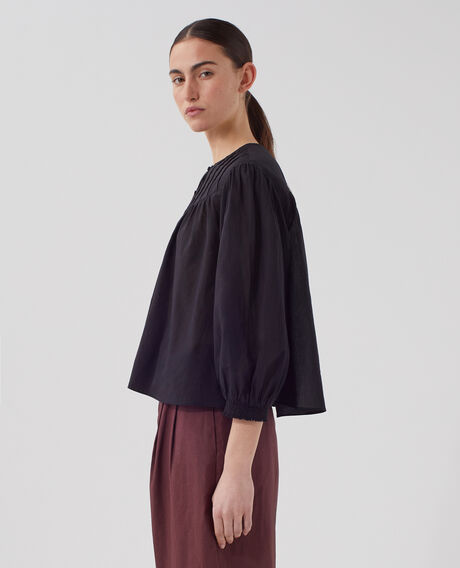 Blusa de gasa de algodón H091 black beauty