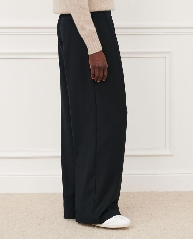 YVONNE - Pantalón ancho de lana cachemir 4216 black_beauty