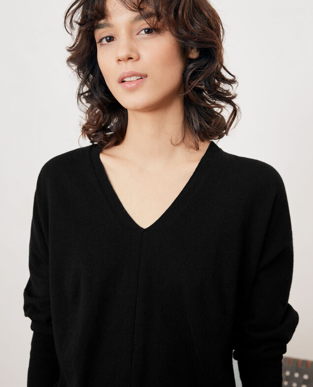Jersey oversize de algodón y cachemir Noir