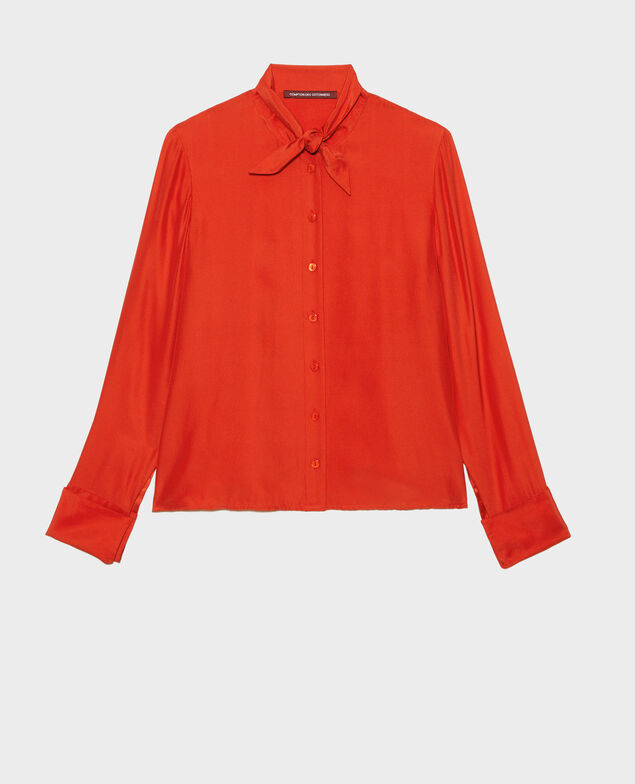  Blusa de seda con manga larga y cuello para atar Valiant poppy