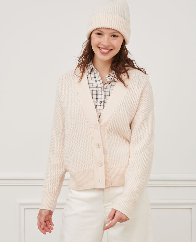 Cárdigan de lana virgen 8801 01 offwhite