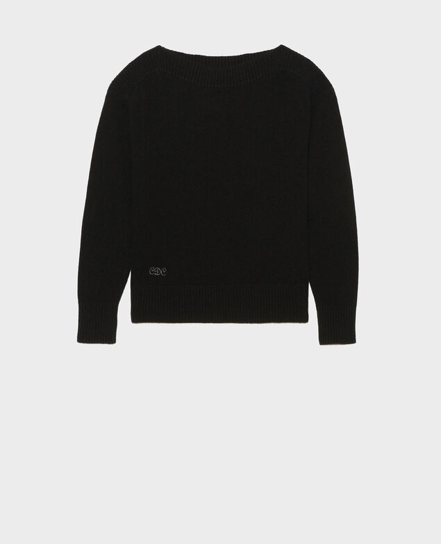 Jersey de cachemir con cuello de barco Black beauty