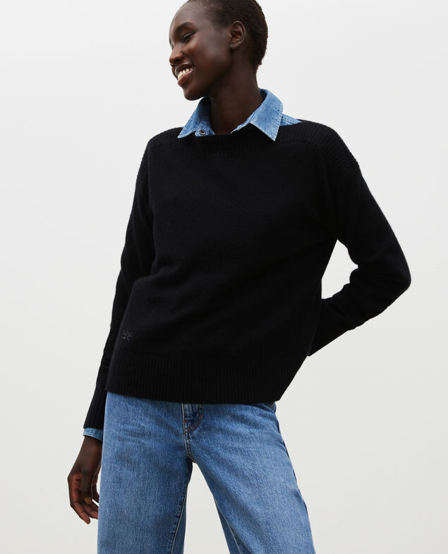 Jersey de cachemir con cuello de barco Black beauty